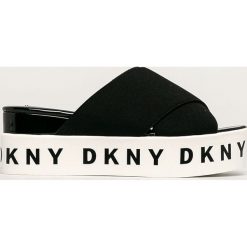 Dkny - Klapki. Czerwone klapki damskie DKNY, bez wzorów, z materiału, bez obcasa, na obcasie. Za 469,90 zł.