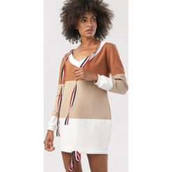 Camelowa Bluza Perseis. Brązowe bluzy damskie Born2be, xl, bez wzorów, bez rękawów, bez kaptura. Za 69,99 zł.