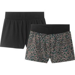 Krótkie spodenki (2 pary) bonprix leo + czarny. Czarne spodnie dziewczęce bonprix, na lato, bez wzorów, krótkie. Za 39,98 zł.
