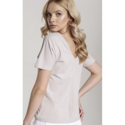 Szary T-shirt Sabrimisia. Szare bluzki damskie Renee, s, bez wzorów, z dzianiny, klasyczne, z okrągłym kołnierzem. Za 49,99 zł.