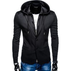 MARYNARKA MĘSKA CASUAL Z KAPTUREM M99 - CZARNA. Czarne marynarki męskie marki Ombre Clothing, s, z poliesteru, casualowe. Za 129,00 zł.