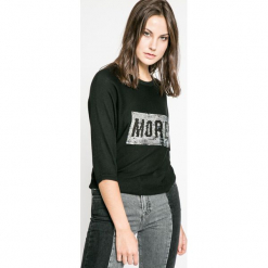 Only - Bluzka. Szare bluzki asymetryczne ONLY, m, z aplikacjami, z dzianiny, casualowe, z okrągłym kołnierzem. W wyprzedaży za 49,90 zł.