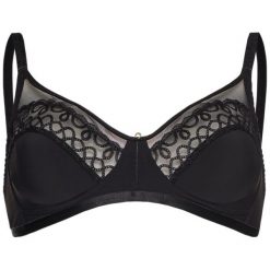 Biustonosz bezfiszbinowy Triumph Delicate Design 10202073. Czarne biustonosze Triumph, bez wzorów, z elastanu. Za 109,00 zł.