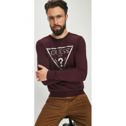 Guess Jeans - Sweter Yoda. Szare swetry klasyczne męskie marki Guess Jeans, l, z aplikacjami, z bawełny. W wyprzedaży za 319,90 zł.