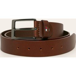 Tommy Hilfiger - Pasek skórzany. Czarne paski męskie TOMMY HILFIGER, w paski, ze skóry. Za 219,90 zł.