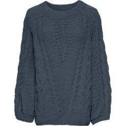 Sweter bonprix ciemnoszary. Szare swetry damskie bonprix, bez wzorów, z dzianiny, bez rękawów, bez kaptura. Za 59,99 zł.