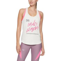 Under Armour Graphic Script X-Back Podkoszulek Biały. Białe podkoszulki damskie Under Armour, m, z nadrukiem, z bawełny, bez kołnierzyka, bez rękawów. Za 119,95 zł.
