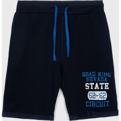 Mek - Szorty dziecięce 152-170 cm. Niebieskie spodenki chłopięce Mek, z nadrukiem, z bawełny, sportowe. W wyprzedaży za 79,90 zł.