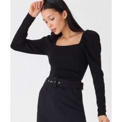 Sweter z bufiastymi rękawami - Czarny. Czarne swetry damskie House, s, bez wzorów, bez rękawów, bez kaptura. Za 89,99 zł.