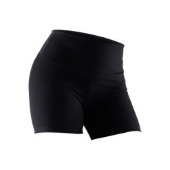 Spodenki 900 slim Gym & Pilates damskie. Czarne spodenki damskie wyszczuplające DOMYOS, xl, bez wzorów, z elastanu. Za 49,99 zł.