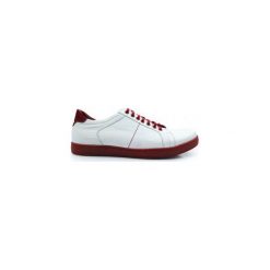Biało-czerwone obuwie sportowe T113. Czerwone buty sportowe męskie Modini Moda Męska, ze skóry, bez zapięcia. Za 225,00 zł.