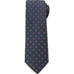 Stylowy Krawat Męski w Groszki i Kwiatki -6,5cm- Chattier, Granatowo-Brązowy KRCH0956. Niebieskie krawaty męskie Chattier, w kwiaty, z tkaniny, eleganckie. Za 39,00 zł.