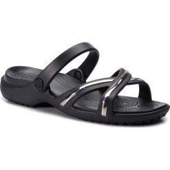Klapki CROCS - Meleen Metalblock Xband Sndl W 205571 Gunmetal/Black. Czarne klapki damskie Crocs, bez wzorów, z tworzywa sztucznego, bez obcasa. Za 179,00 zł.