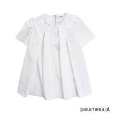 Tunika. Szare bluzki eleganckie dziewczęce marki Pakamera, z bawełny, z krótkim rękawem, krótkie, mini. Za 190,00 zł.
