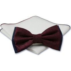 Stylowa mucha z poszetką - Chattier, Męska - Bordo ze Wzorem w Koła MUCH0357. Czerwone muszki męskie Chattier, na imprezę, w paski, eleganckie. Za 44,00 zł.