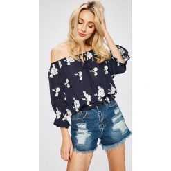 Answear - Top Stripes Vibes. Niebieskie topy damskie ANSWEAR, s, w kwiaty, z wiskozy, bez kołnierzyka. W wyprzedaży za 59,90 zł.