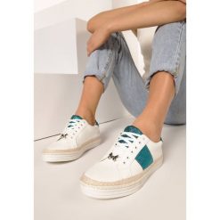 Biało-Niebieskie Trampki Summer Crane. Niebieskie espadryle damskie Born2be, bez wzorów, bez obcasa. W wyprzedaży za 49,99 zł.