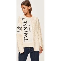 Twinset - Sweter. Szare swetry damskie Twinset, s, z aplikacjami, z bawełny, bez rękawów, bez kaptura. Za 1039,00 zł.