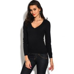 Sweter w kolorze czarnym. Czarne swetry damskie William de Faye, bez wzorów, z kaszmiru, bez rękawów, bez kaptura. W wyprzedaży za 109,95 zł.