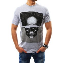 T-shirty męskie: T-shirt męski z nadrukiem szary (rx2298)