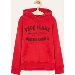 Pepe Jeans - Bluza dziecięca Stevens 128-180 cm. Czerwone bluzy chłopięce Pepe Jeans, z nadrukiem, z elastanu, bez rękawów, z kapturem. Za 259,90 zł.