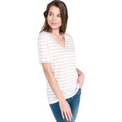 SELECTED Standard Koszulka Biały Beżowy. Brązowe koszulki damskie Selected, xs, w paski, z bawełny, bez kołnierzyka, z krótkim rękawem. Za 88,95 zł.