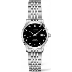LONGINES Record L2.321.4.57.6. Czarne zegarki damskie marki LONGINES, złote. Za 8490,00 zł.