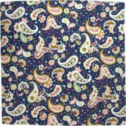 Granatowa Poszetka CHATTIER - Paisley, Kwiecisty Wzór, Paisley POSZCH0178. Niebieskie poszetki męskie Chattier, bez wzorów, z bawełny, eleganckie. Za 27,00 zł.