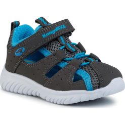 Sandały KANGAROOS - Ki-Rock Lite Ev 02058 000 2007 Steel Grey/Brilliant Blue. Szare sandały chłopięce KangaROOS, ze skóry ekologicznej, bez zapięcia. W wyprzedaży za 99,00 zł.