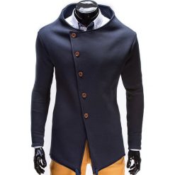 BLUZA MĘSKA ROZPINANA BEZ KAPTURA B310 - GRANATOWA. Czarne bluzy męskie marki Ombre Clothing, s, z bawełny, bez kaptura. Za 99,00 zł.