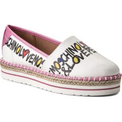 Espadryle LOVE MOSCHINO - JA10223G05JD110A Nap.Bian/Vern.Rosa. Białe tomsy damskie Love Moschino, z materiału, na płaskiej podeszwie. W wyprzedaży za 299,00 zł.
