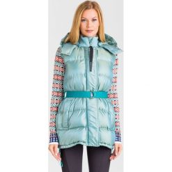 KAMIZELKA PUCHOWA CECILIA SPORTMAX CODE. Niebieskie kamizelki damskie Sportmax Code, w paski, z materiału, bez kaptura. Za 1295,40 zł.