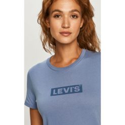 Levi's - T-shirt. Niebieskie bluzki damskie Levi's®, s, z nadrukiem, z bawełny, z okrągłym kołnierzem. Za 99,90 zł.