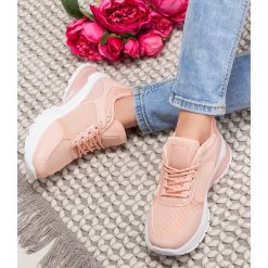 Buty sportowe damskie N/M BM-586 Różowe. Różowe buty sportowe damskie N/M, bez wzorów, z tkaniny, sportowe. Za 89,00 zł.