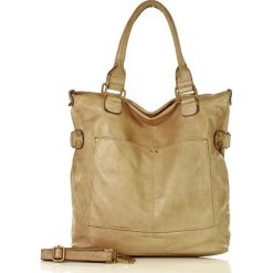 MARCO MAZZINI Torebka skórzana vintage shopper z dwoma kieszeniami pelle lavata beż khaki. Brązowe torby damskie na zakupy MAZZINI, w paski, ze skóry, vintage, bez dodatków. Za 499,00 zł.