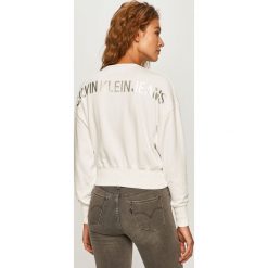 Calvin Klein Jeans - Bluza. Białe bluzy damskie Calvin Klein Jeans, s, z nadrukiem, z bawełny, bez rękawów, bez kaptura. Za 399,90 zł.