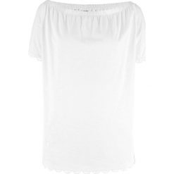 Szeroki shirt bawełniany z dekoltem "carmen", krótki rękaw bonprix biały. Białe koszulki damskie bonprix, bez wzorów, z bawełny, bez kołnierzyka, z krótkim rękawem. Za 34,99 zł.