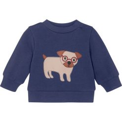 Bluza niemowlęca, bawełna organiczna bonprix ciemnoniebieski. Niebieskie bluzy niemowlęce bonprix, z nadrukiem, z bawełny, bez rękawów, bez kaptura. Za 37,99 zł.