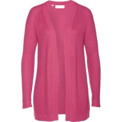 Sweter bez zapięcia bonprix różowy. Różowe swetry damskie bonprix, bez wzorów, bez rękawów, bez kaptura. Za 49,99 zł.