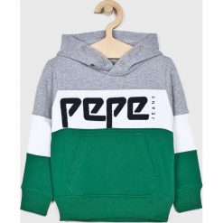 Pepe Jeans - Bluza dziecięca Telmo 92-180 cm. Żółte bluzy chłopięce Pepe Jeans, z nadrukiem, z bawełny, bez rękawów, z kapturem. W wyprzedaży za 169,90 zł.