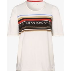 Samoon - T-shirt damski, beżowy. Brązowe t-shirty damskie SAMOON, z nadrukiem, bez kołnierzyka. Za 199,95 zł.