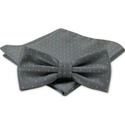 Modna Mucha Męska - Alties - Popiel w Groszki MUALTS0300. Szare muszki męskie Alties, na imprezę, w paski, eleganckie. Za 39,00 zł.