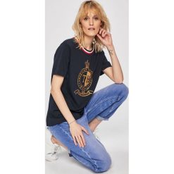 Tommy Hilfiger - Top. Białe bluzki damskie TOMMY HILFIGER, s, z nadrukiem, z bawełny, z okrągłym kołnierzem. W wyprzedaży za 219,90 zł.