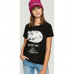 T-shirt dla śpiocha - Czarny. Czarne t-shirty damskie marki Sinsay, l. Za 24,99 zł.