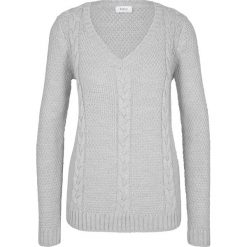 Sweter w warkocze bonprix jasnoszary melanż. Szare swetry damskie bonprix, bez wzorów, bez rękawów, bez kaptura. Za 32,99 zł.