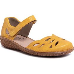 Półbuty RIEKER - M0967-68 Gelb. Żółte półbuty damskie Rieker, bez wzorów, ze skóry, bez obcasa, na płaskiej podeszwie, bez zapięcia. Za 249,00 zł.