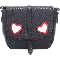 Skórzana torebka w kolorze czarnym - 35 x 30 x 10 cm. Czarne torebki klasyczne damskie marki Black Bags, z aplikacjami, ze skóry. W wyprzedaży za 260,95 zł.