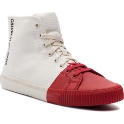 Sneakersy CALVIN KLEIN JEANS - Iridea R7778 Bright White/Tomato. Białe półbuty damskie Calvin Klein Jeans, z jeansu. W wyprzedaży za 309,00 zł.