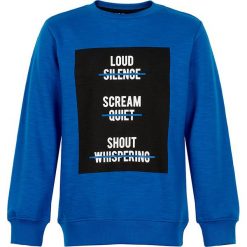 Bluza w kolorze niebieskim. Niebieskie bluzy chłopięce rozpinane MeToo, z nadrukiem, z bawełny. W wyprzedaży za 82,95 zł.