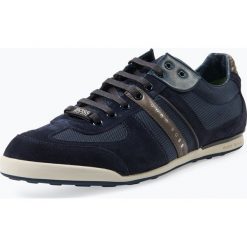 BOSS Athleisure - Tenisówki męskie ze skórzaną lamówką – Akeen, niebieski. Niebieskie trampki męskie BOSS Athleisure, bez wzorów, ze skóry, sportowe, bez zapięcia. Za 699,95 zł.